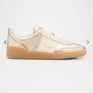Valentino Garavani Metallic Gold and Cream Low-Top Sneaker